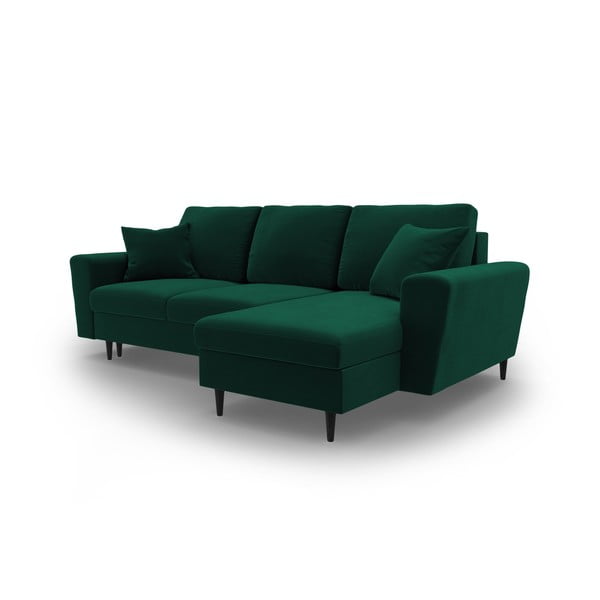 Žalios spalvos iš velveto sulankstoma/su sandėliavimo vieta kampinė sofa Kyoto – Cosmopolitan Design-image-4