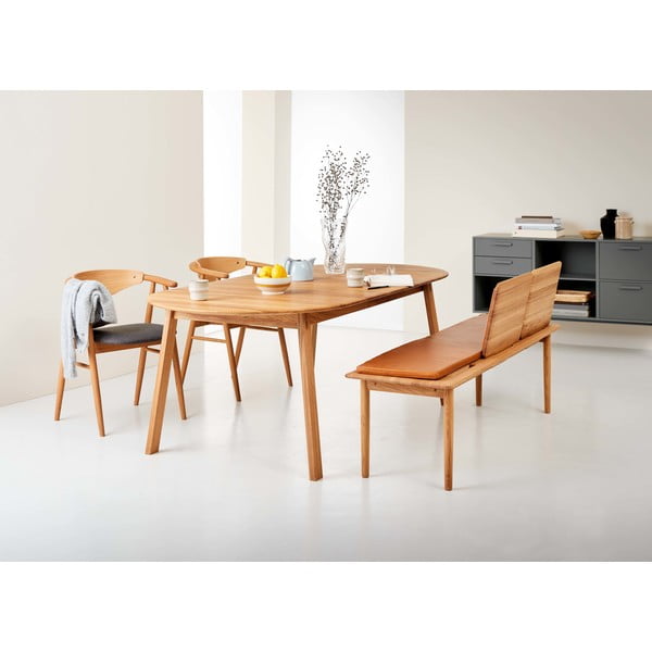 Iš ąžuolo masyvo prailginamas valgomojo stalas natūralios spalvos 100x220 cm Amalfi – Hammel Furniture-image-1