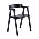 Juodos spalvos iš ąžuolo masyvo valgomojo kėdė su porankiais Flip – Gazzda