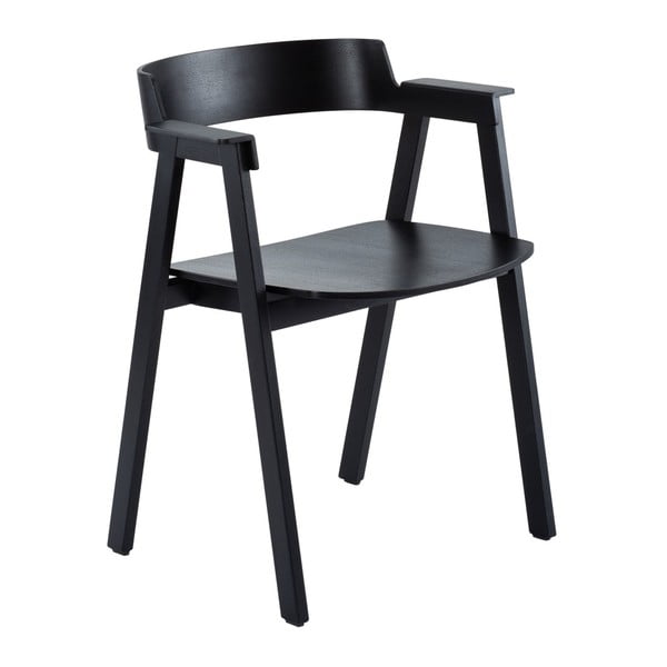 Juodos spalvos iš ąžuolo masyvo valgomojo kėdė su porankiais Flip – Gazzda