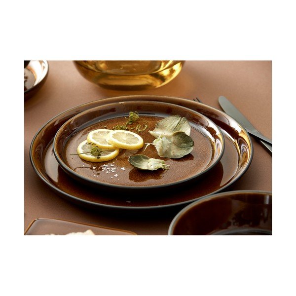 Juodos spalvos/gintarinės spalvos desertinė iš akmens masės lėkštė ø 21 cm Gastro Black/Amber – Bitz-image-1