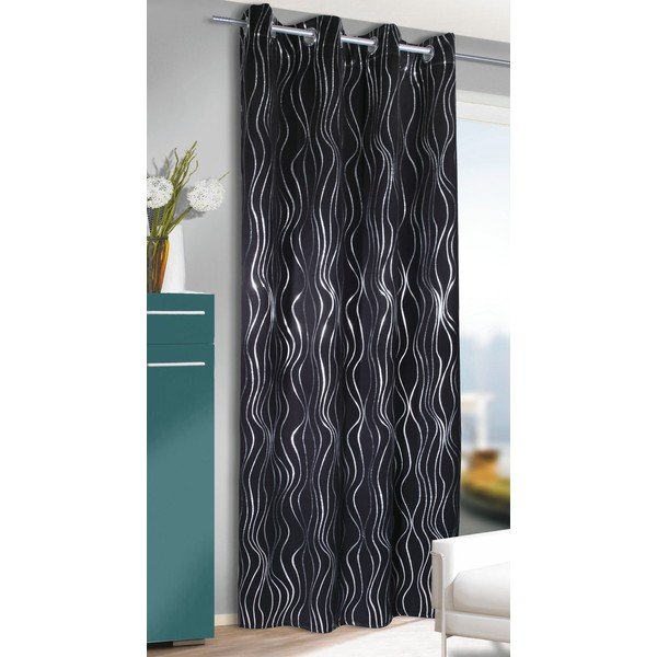 Juodos spalvos užuolaida 135x245 cm Waves – Sehlbach-image-1