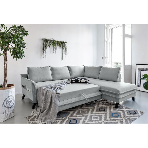 Šviesios pilkos spalvos sofa-lova Miuform Charming Charlie L, dešinysis kampas-image-4