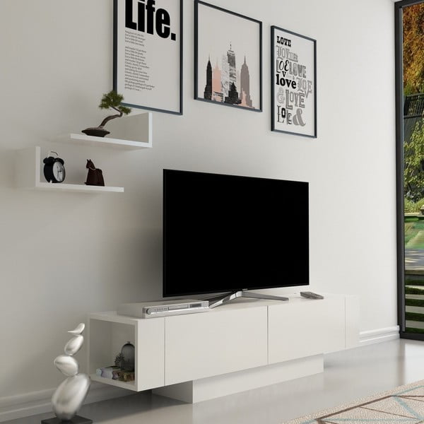 TV spintelių komplektas baltos spalvos 150x42 cm Matera – Zena Home-image-2