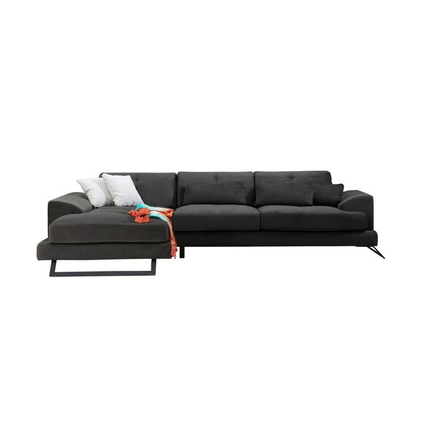 Kampinė sofa tamsiai pilkos spalvos (su kairiuoju kampu) Frido – Balcab Home