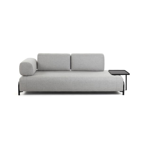Šviesiai pilka sofa su integruotu padėklu Kave Home Compo