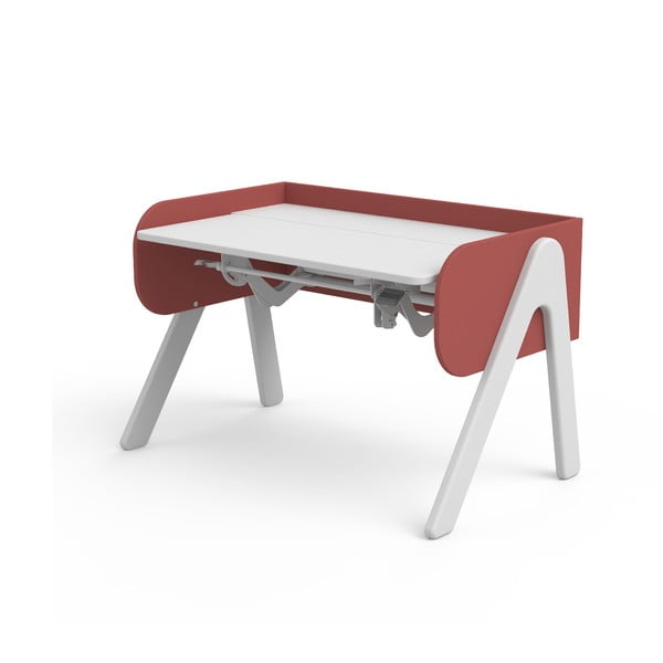 Raudonos ir baltos pušies medienos rašomasis stalas su reguliuojamu aukščiu Flexa Woody