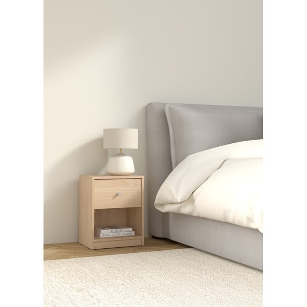 Ąžuolo dekoro naktinis staliukas su lentynomis May - Tvilum-image-1
