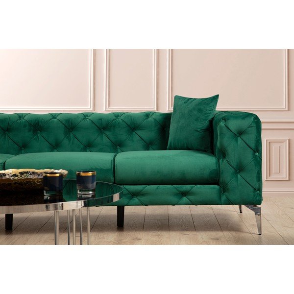 Sofa tamsiai žalios spalvos iš velveto 197 cm Como – Artie-image-3