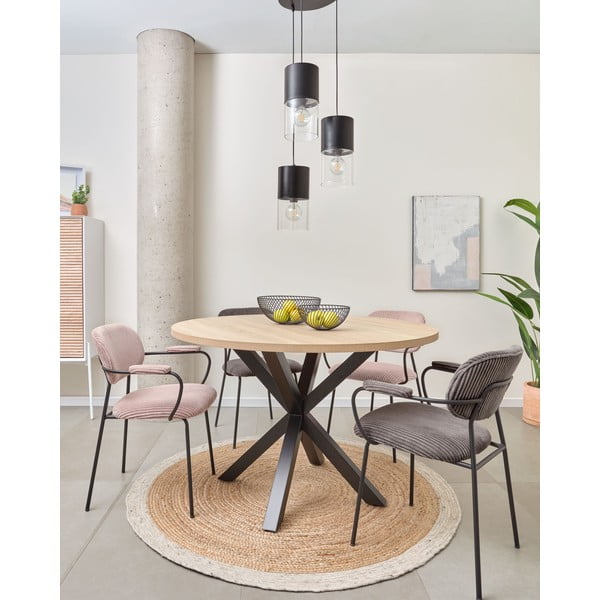 Apvalios formos valgomojo stalas juodos spalvos/natūralios spalvos ø 120 cm Argo – Kave Home-image-1