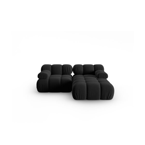 Kampinė sofa juodos spalvos iš velveto (su dešiniuoju kampu) Bellis – Micadoni Home