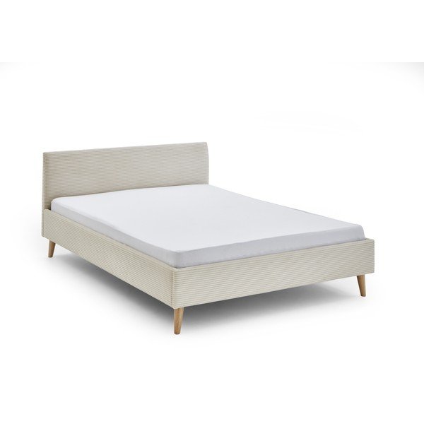 Smėlio spalvos dvigulė lova audiniu dengta be grotelių 140x200 cm Wicki – Meise Möbel