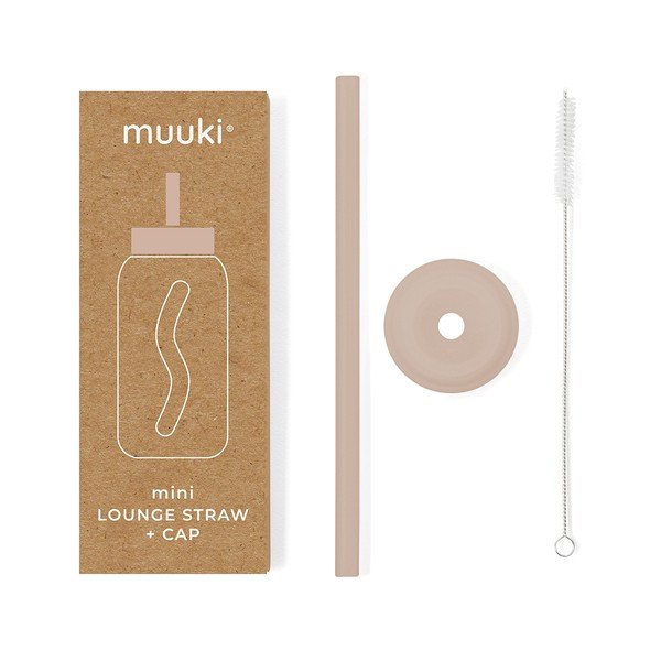 Iš silikono šiaudelis su valymo įrankiu/su dangteliu Desert Rose – Muuki