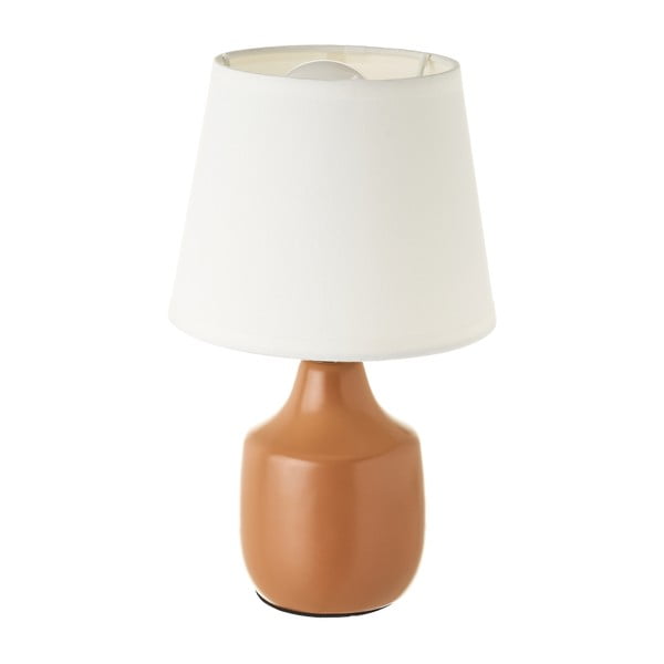 Iš keramikos stalinis šviestuvas baltos spalvos/rudos spalvos (aukštis 24 cm) su tekstiliniu gaubtu – Casa Selección