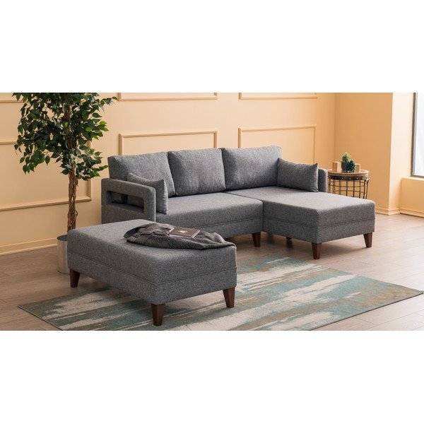 Pilka sofa-lova Balcab Home Emma, dešinysis kampas-image-1