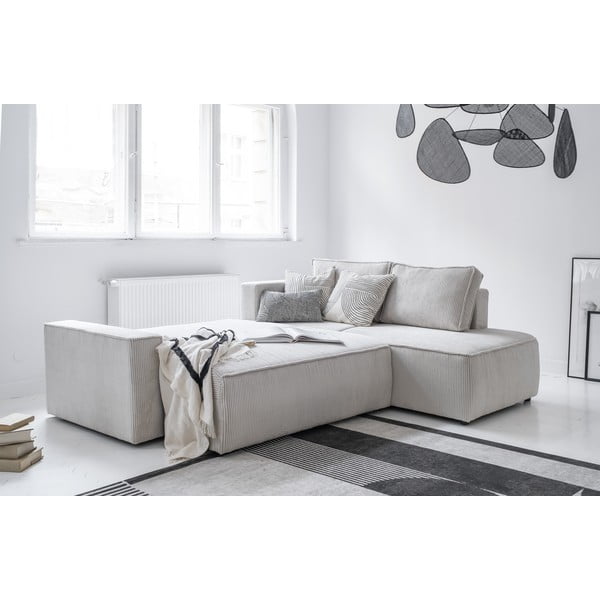 Iš kordinio velveto sulankstoma kampinė sofa baltos spalvos (su dešiniuoju kampu) Brave Dave – Miuform-image-4