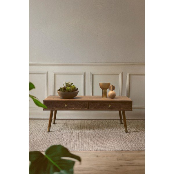 Tamsios natūralios spalvos kavos staliukas 59x110 cm Frida – Premier Housewares-image-1