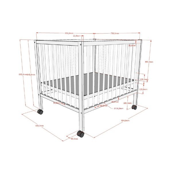Rudos spalvos iš buko masyvo maniežas vaikams 95x75 cm Dino – Vipack-image-3