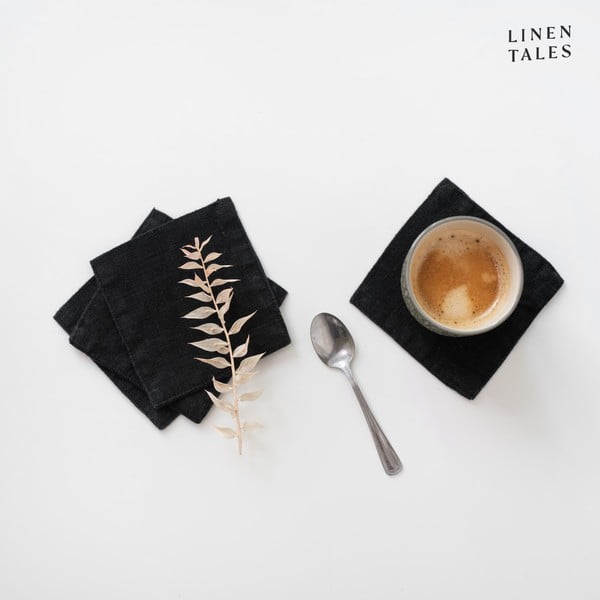 Juodi medžiaginiai padėkliukai, 4 vnt. - Linen Tales-image-1
