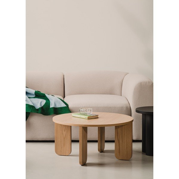 Natūralios spalvos apvalios formos kavos staliukas su ąžuolo dekoro stalviršiu ø 75 cm Kuvu – noo.ma-image-1