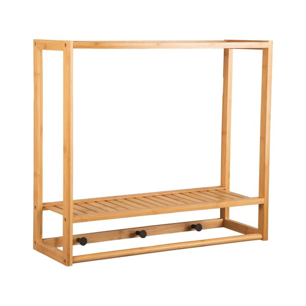 Natūralios spalvos bambukinė sieninė kabykla su lentyna Sheer – Leitmotiv-image-2