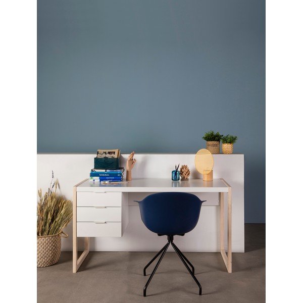 Baltas rašomasis stalas su pušies medienos kojomis Marckeric Frank-image-1