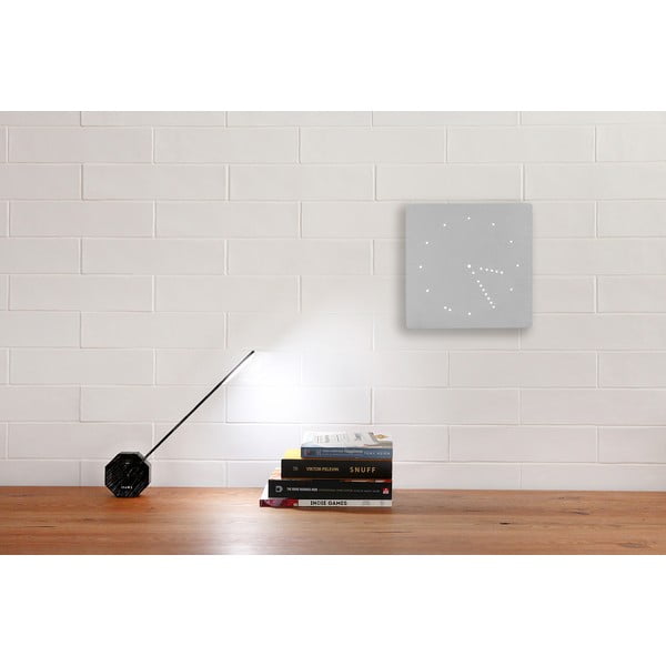 Pilkas žadintuvas su baltu LED ekranu Gingko analoginis paspaudžiamas laikrodis-image-1