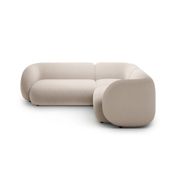 Smėlio spalvos kampinė sofa iš velveto (su dešiniuoju kampu/„L“ formos) Kate – Micadoni -image-2