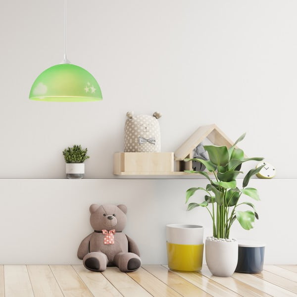 Vaikiškas šviestuvas žalios spalvos ø 30 cm su stiklo gaubtu Day & Night – LAMKUR-image-1
