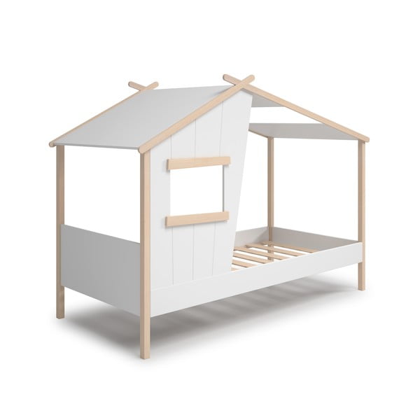 Naminė iš pušies masyvo vaikiška lova baltos spalvos 90x190 cm Luba – Marckeric-image-3