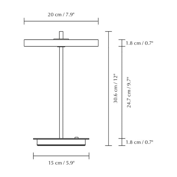 Juodos ir baltos spalvos iš metalo stalinis šviestuvas LED (aukštis 31 cm) su metaliniu gaubtu Asteria Move – UMAGE-image-4
