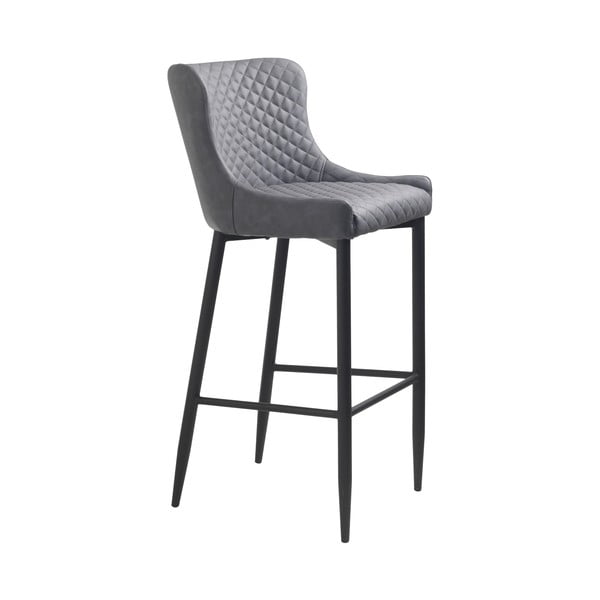 Iš dirbtinės odos baro taburetė pilkos spalvos (sėdynės aukštis 77 cm) Ottowa – Unique Furniture