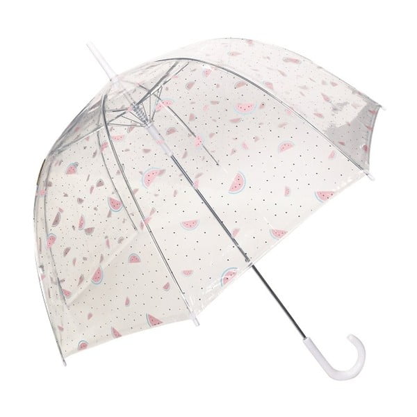 Skaidrus skėtis su rožinėmis detalėmis "Birdcage Watermelon", ⌀ 81 cm