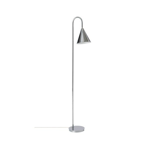 Blizgios sidabrinės spalvos iš metalo pastatomas šviestuvas su sulankstoma konstrukcija (aukštis 145 cm) Liam – Ellos Home