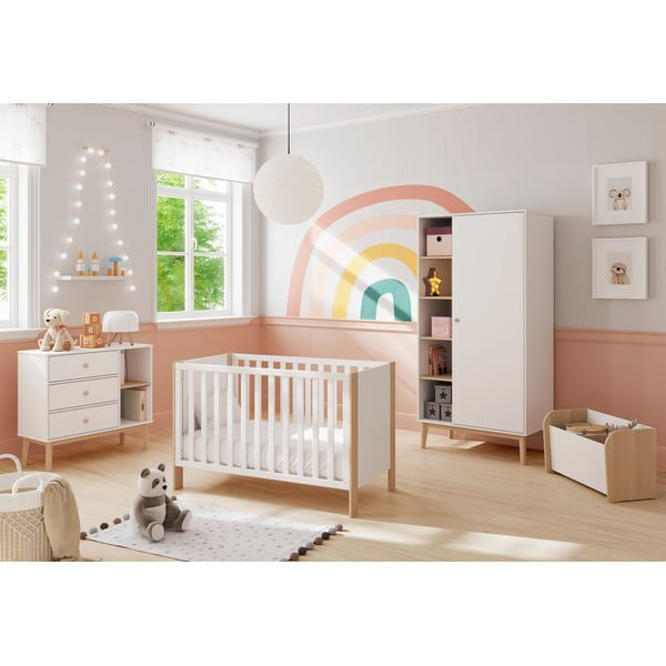 Balta/natūrali vaikiška lovelė 60x120 cm Esteban - Marckeric-image-1