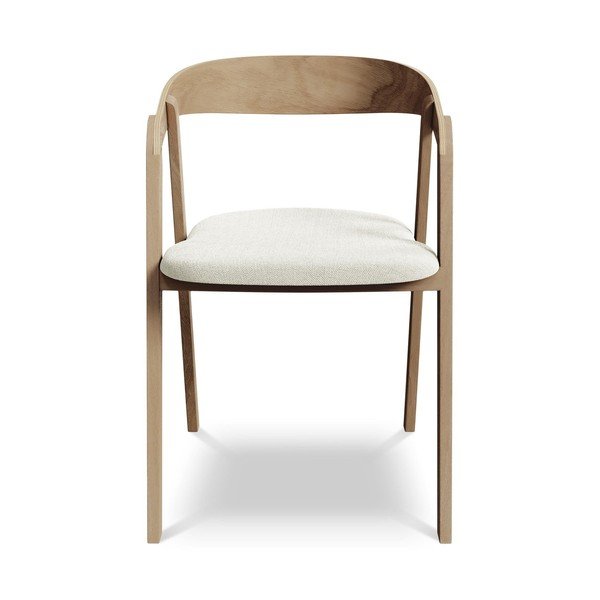 Kreminės spalvos iš medienos masyvo valgomojo kėdė Erika – Makamii-image-1