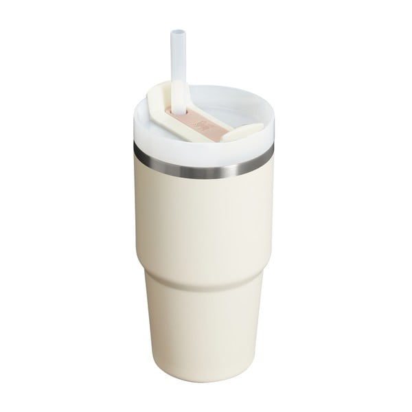 Kreminės spalvos iš nerūdijančio plieno su šiaudeliu termosas 600 ml Quencher H2.0 FlowState Tumbler Cream – Stanley-image-1