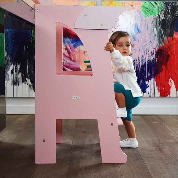 Rožinis mokymosi bokštas Montessori - Rocket Baby-image-4