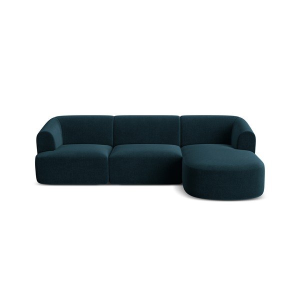 Smaragdinės spalvos kampinė sofa iš velveto (su dešiniuoju kampu/su gultu) Campi – Cosmopolitan Design-image-3
