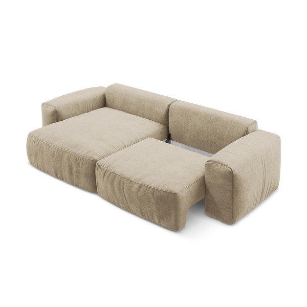 Šviesiai rudos spalvos sulankstoma kampinė sofa iš šenilinio audinio (su kairiuoju kampu/su gultu) Kuki – Makamii-image-4