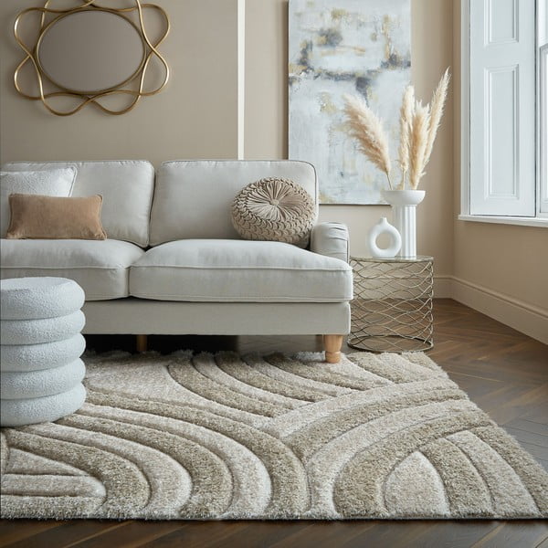 Rankų darbo iš perdirbto pluošto kilimas smėlio spalvos 160x230 cm Velvet – Flair Rugs-image-1