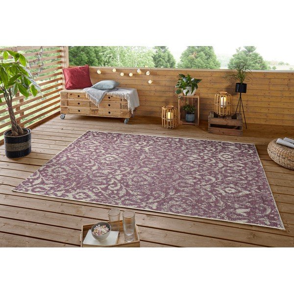 Violetinės ir smėlio spalvos lauko kilimas NORTHRUGS Hatta, 70 x 140 cm-image-1