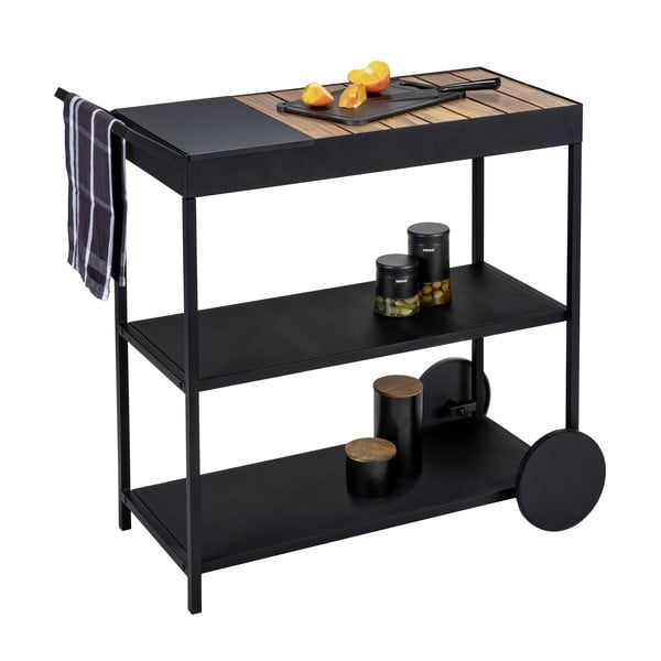 Serviruojamasis stalas ant ratukų su akacijos stalviršiu 40x80 cm Miro - Wenko-image-2