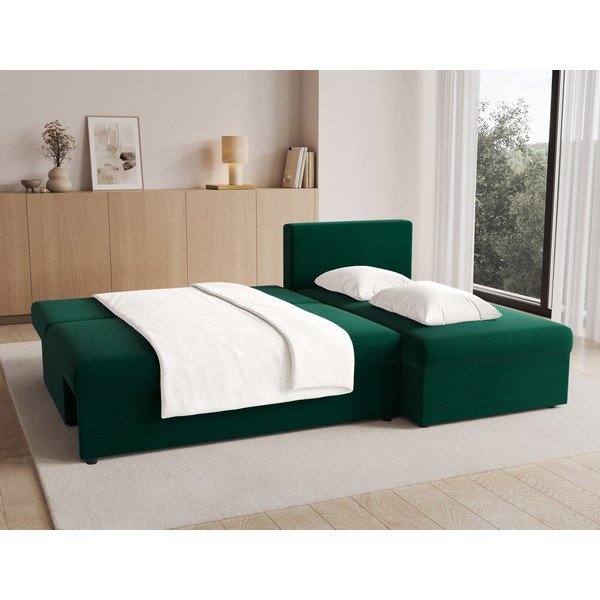 Žalios spalvos sulankstoma/su sandėliavimo vieta kampinė sofa iš velveto Gino – ELTAP-image-3
