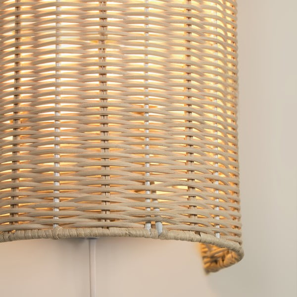 Natūralios spalvos rotango sieninis šviestuvas Kimjit - Kave Home-image-2