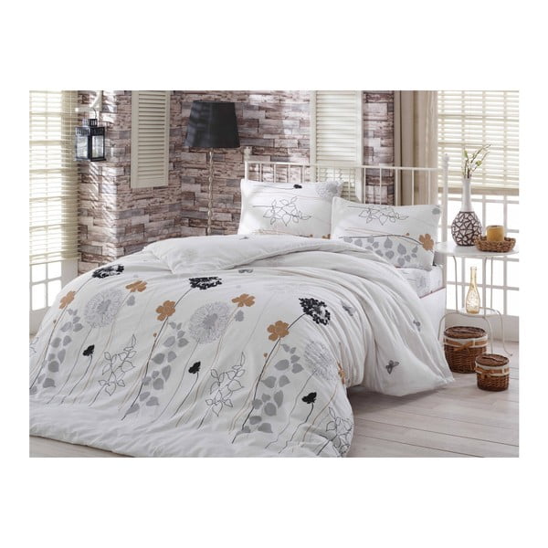 Balta medvilninė lovatiesė su medvilnės mišiniu viengulei lovai Atlantis, 140 x 200 cm
