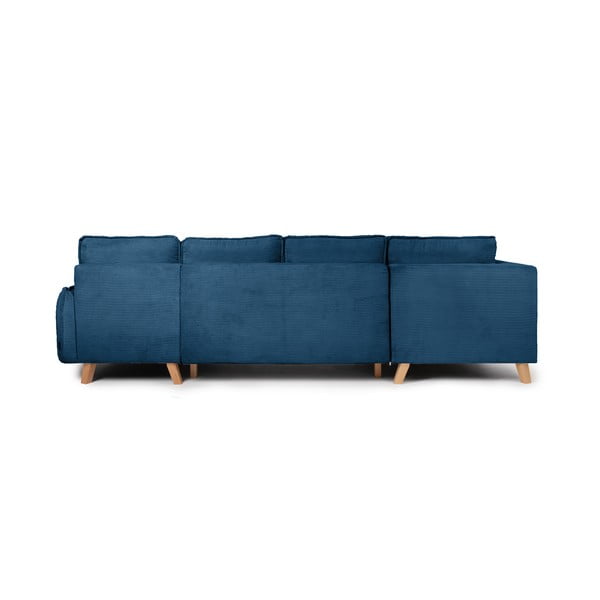Iš kordinio velveto sulankstoma kampinė sofa mėlynos spalvos (su kairiuoju kampu/„U“ formos) Tori – Bonami Selection-image-4
