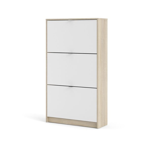 Atlenkiama spintelė batams baltos spalvos/natūralios spalvos iš ąžuolo Shoes – Tvilum-image-3