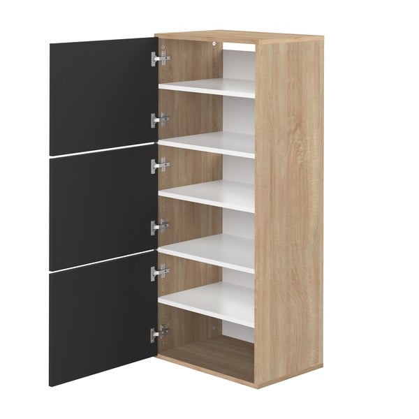 Juoda ąžuolo dekoro batų lentyna Bamboo - TemaHome -image-3