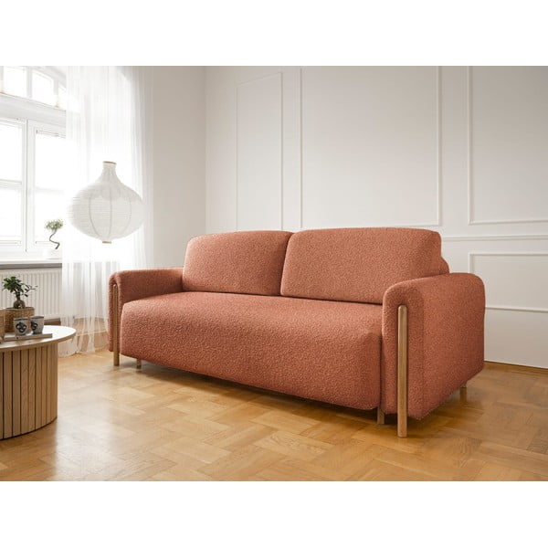 Terakotos spalvos iš boucle sulankstoma/su sandėliavimo vieta sofa 244 cm Arcadova – ELTAP-image-3